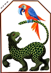 circus jaguar and parrot, jaguar i papuga, hubert-hilscher